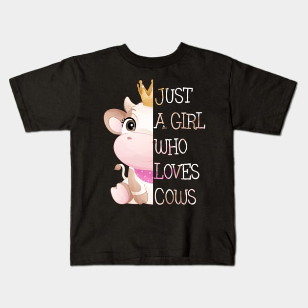 Just A Girl Who Loves Cow Kids T-Shirt by Hensen V parkes